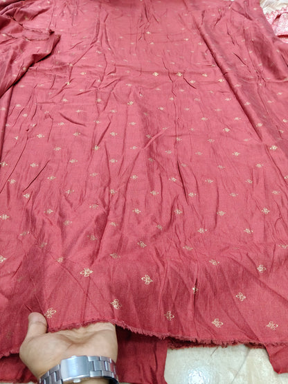 Buy Rayon Flex Butti Flower Motif Maroon Print Fabric