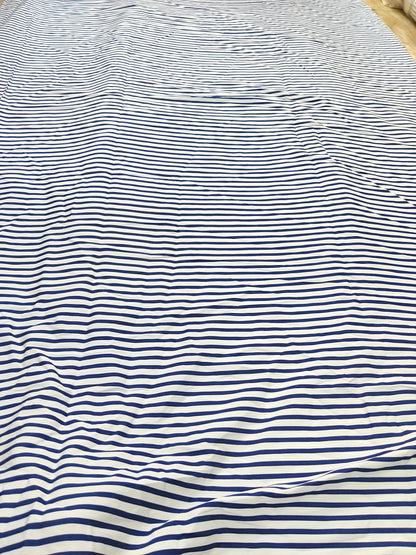 Buy Cotton Poplin Navy Stripe Print Fabric