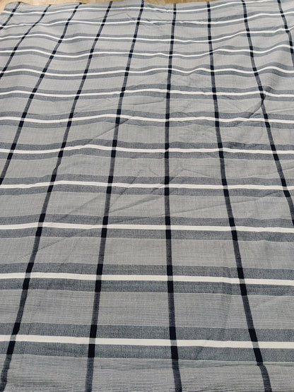 Buy Cotton Grey Multi Line Stripe Check Print Fabric
