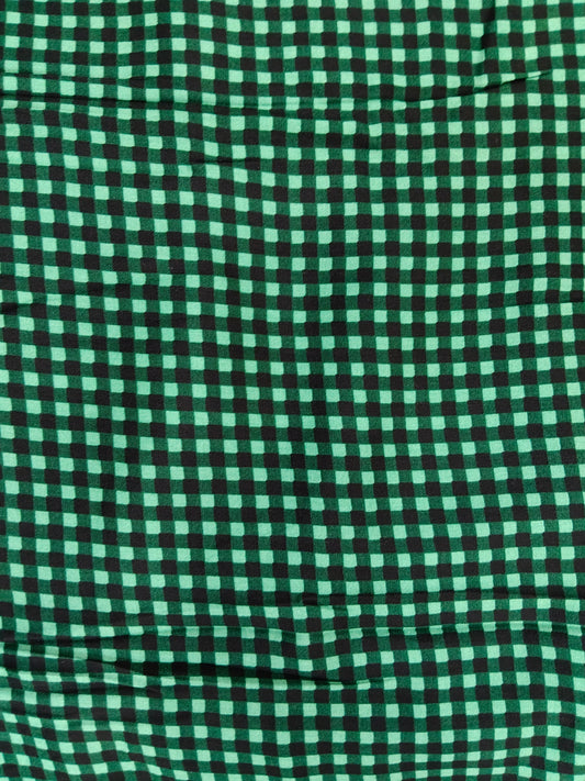Buy Rayon Green Gingham Check Print Fabric
