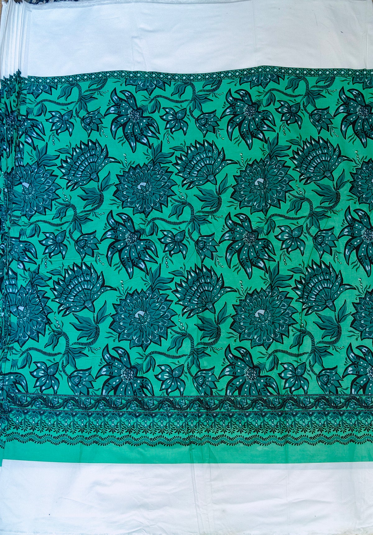 Buy Cotton Poplin Green Floral Print Fabric