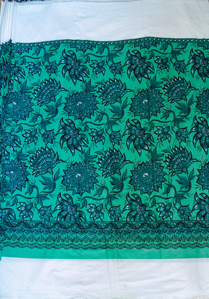 Buy Cotton Poplin Green Floral Print Fabric