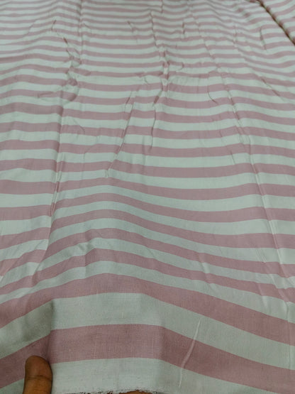 Buy Viscose Linen Pink Stripe Print Fabric