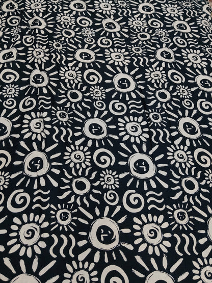 Buy Cotton Linen Blend Ethnic Tribal Sun Motif Print Fabric