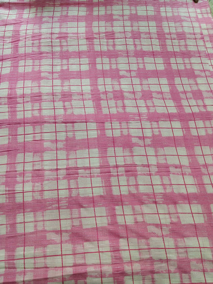 Buy Cotton Lurex Watercolour Windowpane Pink Check Fabric