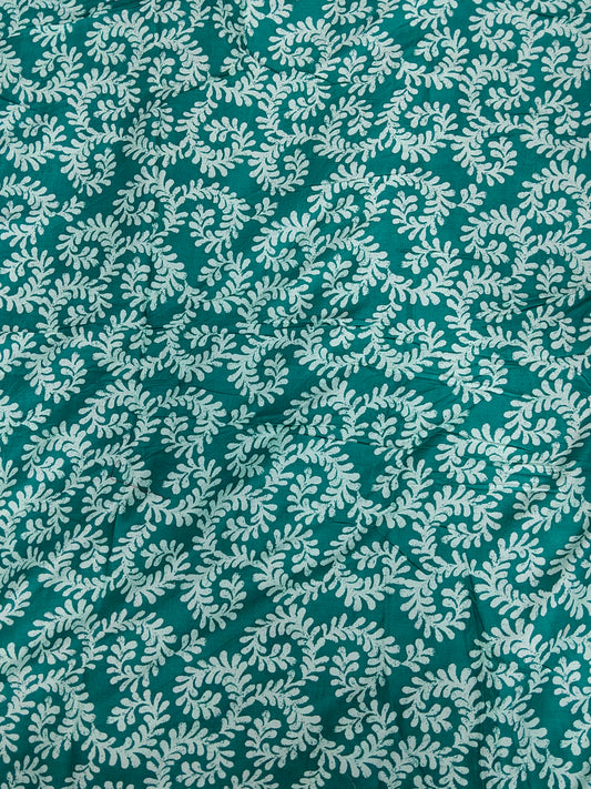 Buy Rayon Teal Green Floral Print Fabric