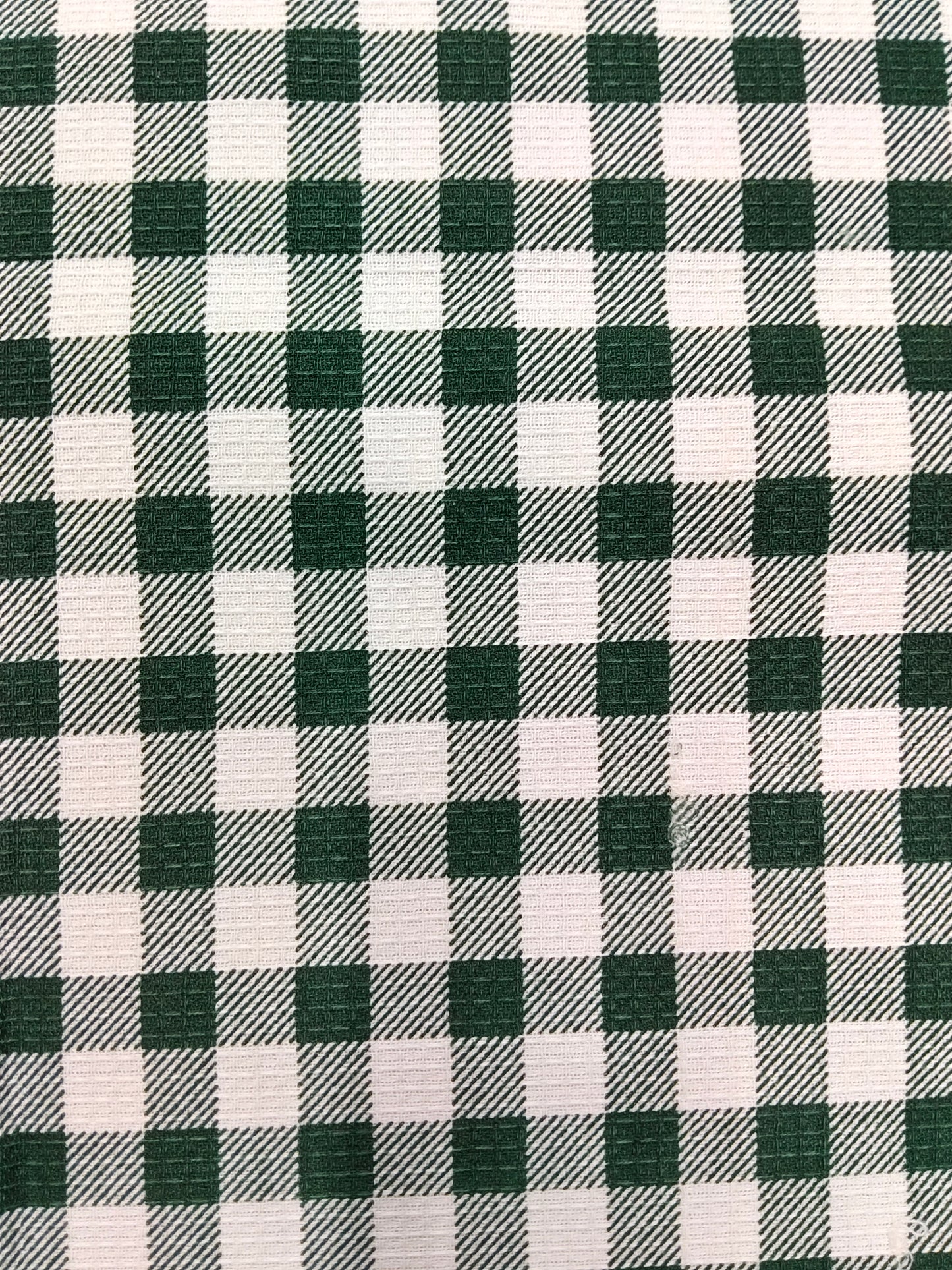 Buy Cotton Waffle Dark Green Check Print Fabric