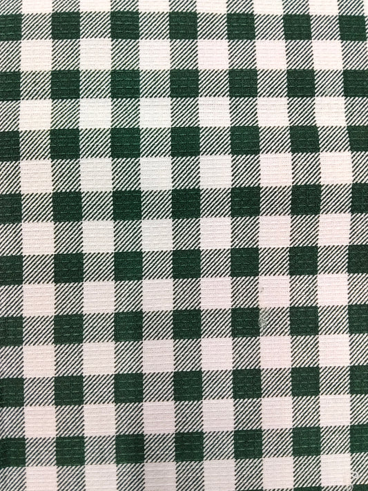 Buy Cotton Waffle Dark Green Check Print Fabric