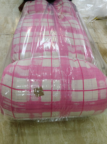 Buy Cotton Lurex Watercolour Windowpane Pink Check Fabric