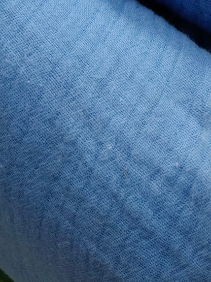 Buy Cotton Muslin Double Cloth Blue Plain Fabric