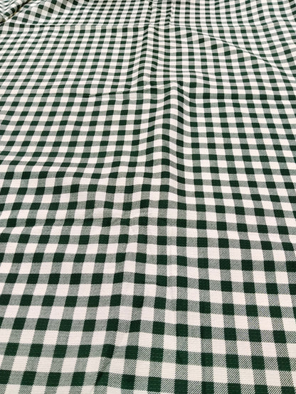 Buy Cotton Waffle Dark Green Check Print Fabric