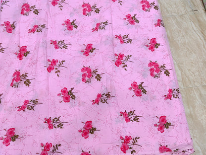 Buy Cotton Cambric Pink Flower Print Fabric