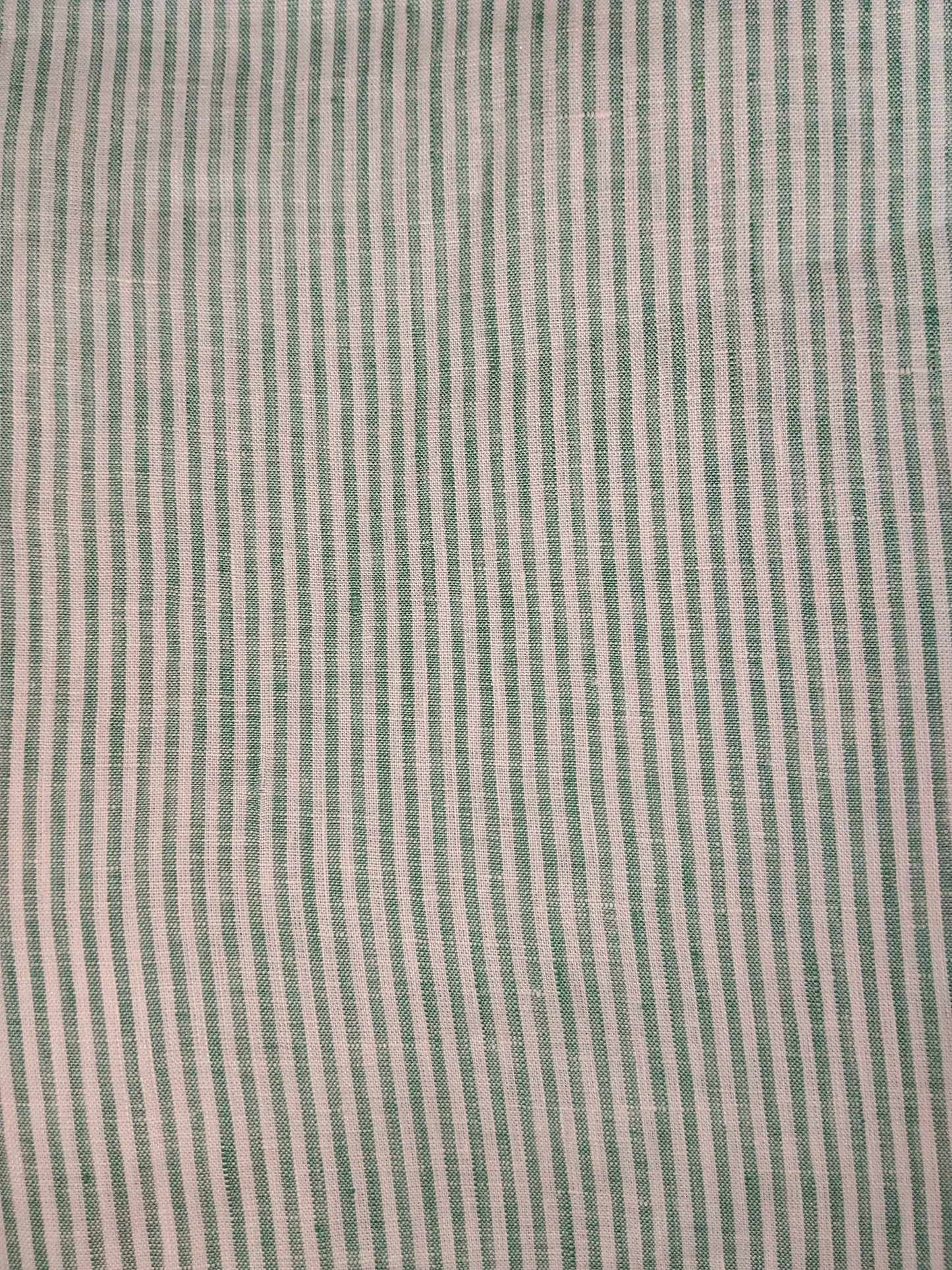 Buy Pure Linen Green Stripe Fabric