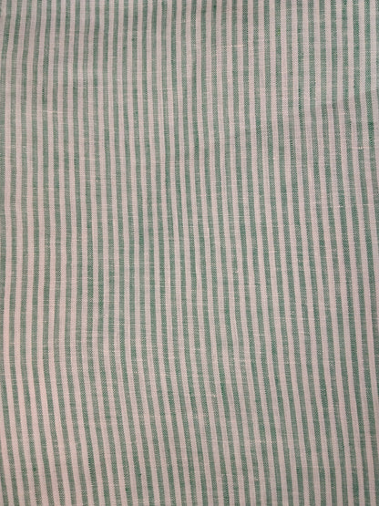 Buy Pure Linen Green Stripe Fabric