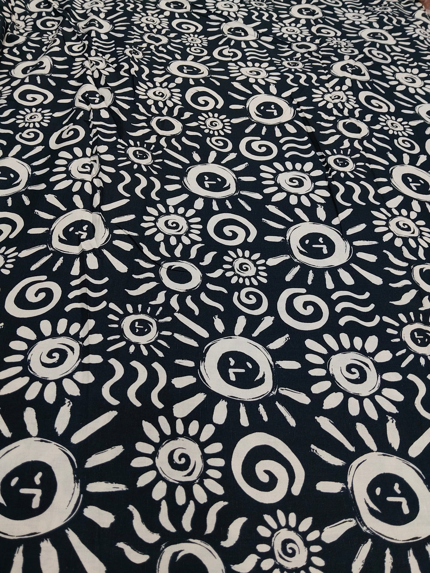 Buy Cotton Linen Blend Ethnic Tribal Sun Motif Print Fabric