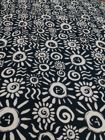 Buy Cotton Linen Blend Ethnic Tribal Sun Motif Print Fabric