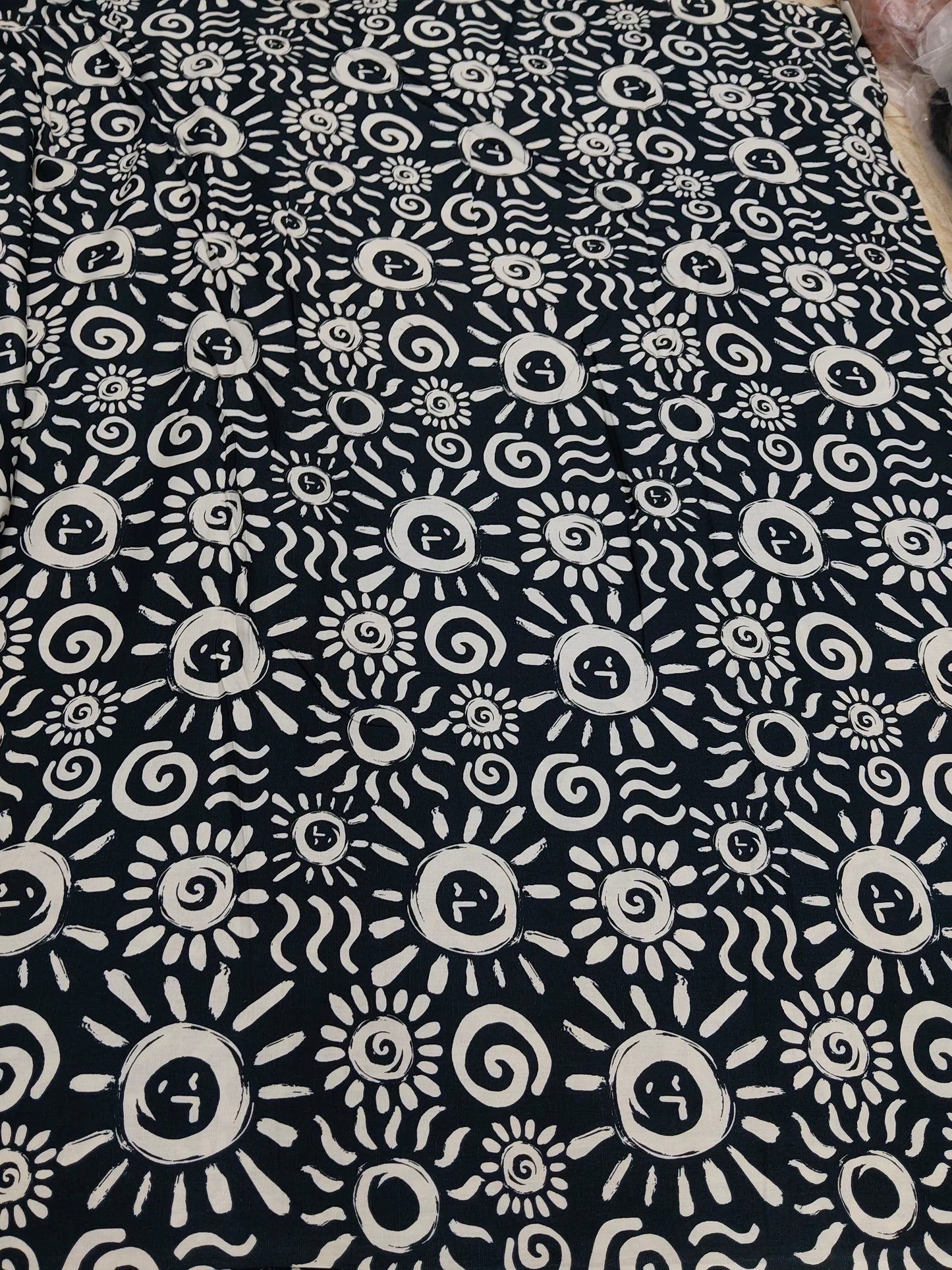 Buy Cotton Linen Blend Ethnic Tribal Sun Motif Print Fabric