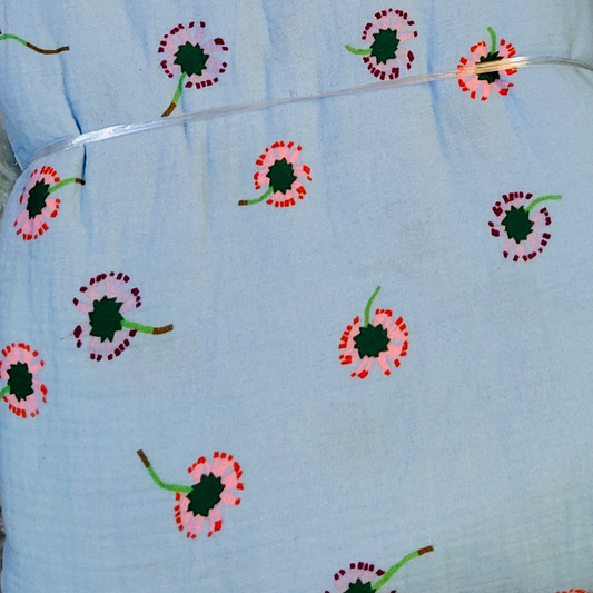 Buy Cotton Muslin Flower Design Double Cloth Fabric