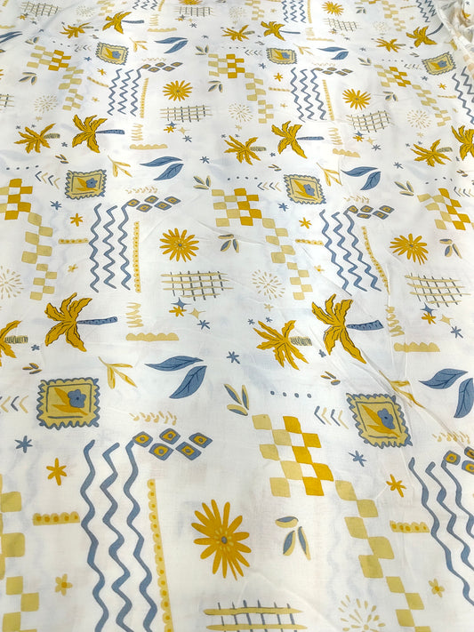 Buy Viscose Linen Blend Abstract Print Fabric