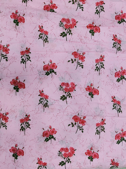 Buy Cotton Cambric Pink Flower Print Fabric