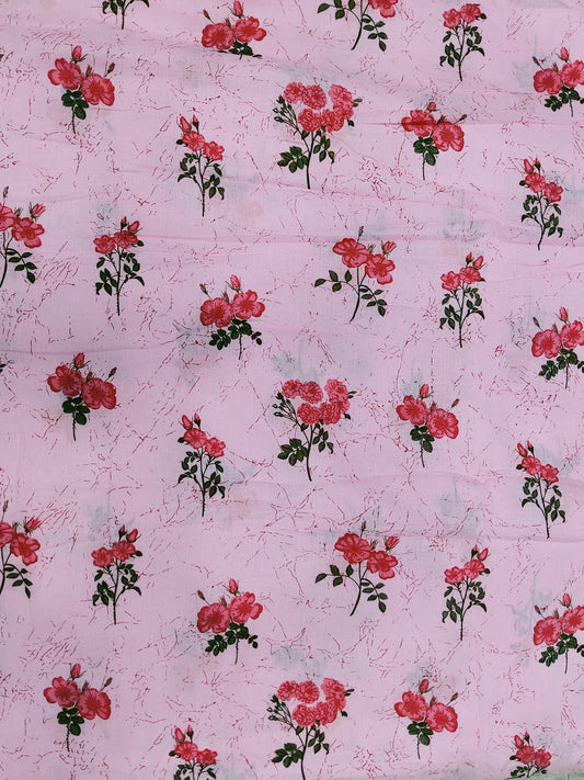 Buy Cotton Cambric Pink Flower Print Fabric