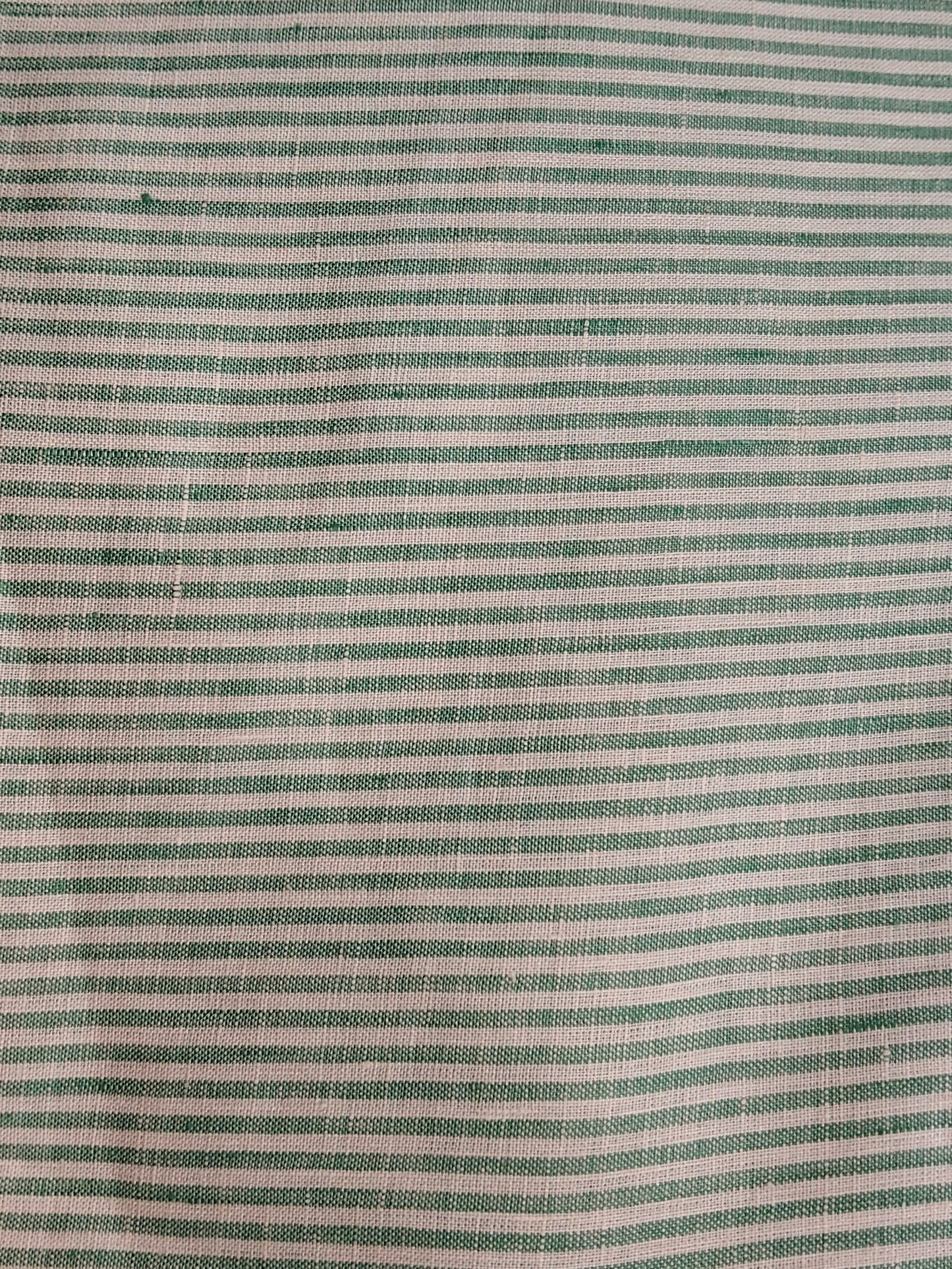 Buy Pure Linen Green Stripe Fabric