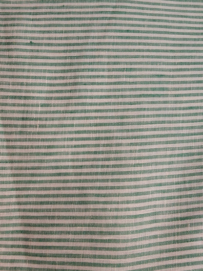Buy Pure Linen Green Stripe Fabric