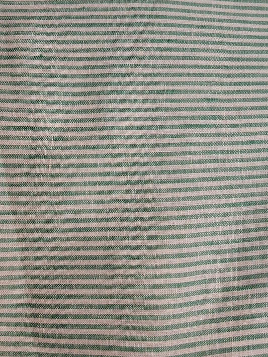 Buy Pure Linen Green Stripe Fabric
