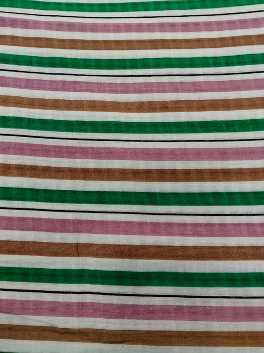 Buy Cotton Dobby Multicolour Stripe Fabric