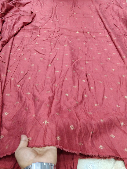 Buy Rayon Flex Butti Flower Motif Maroon Print Fabric