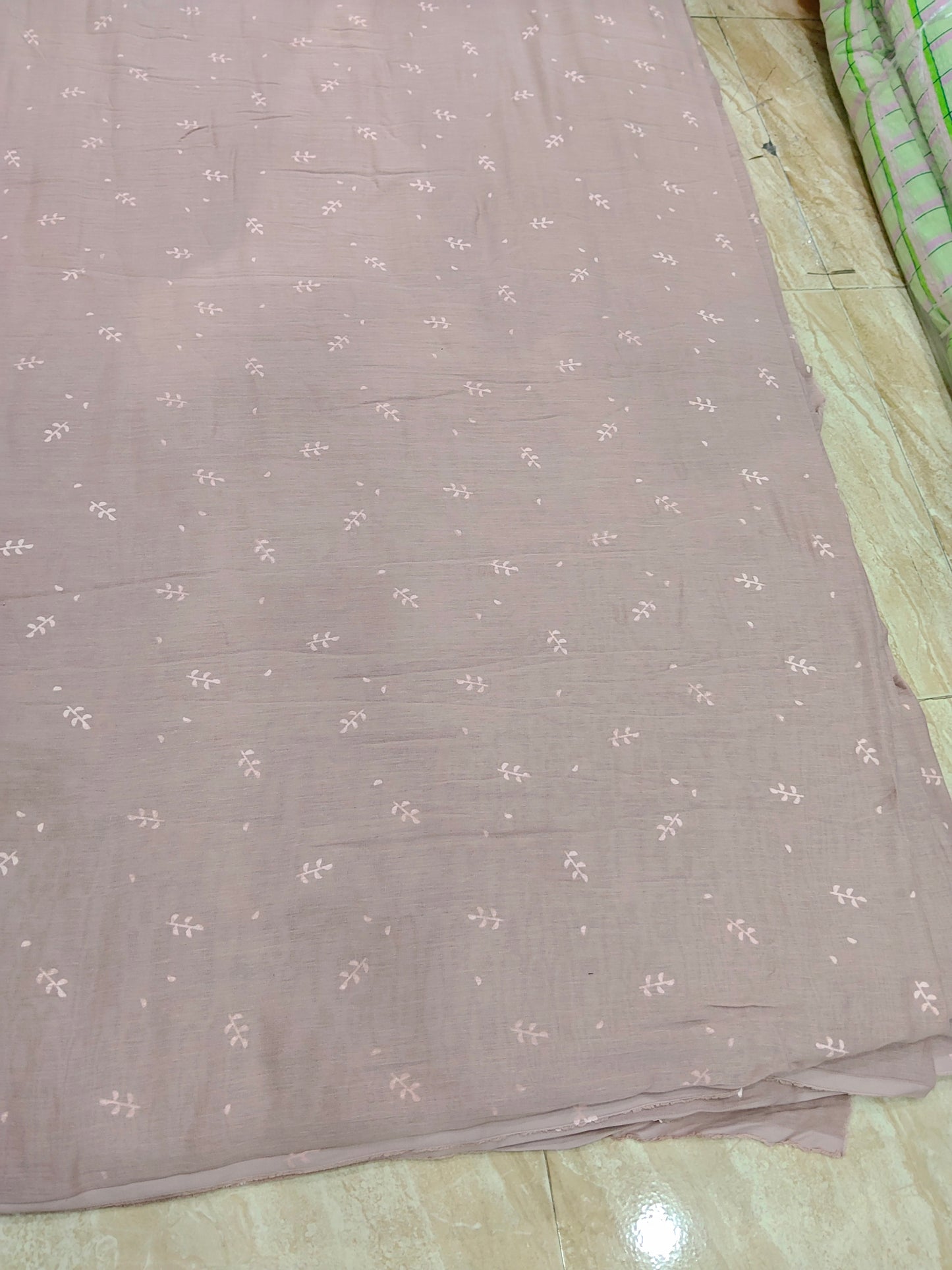 Buy Cotton Muslin Double Cloth Buti Leaf Print Fabric