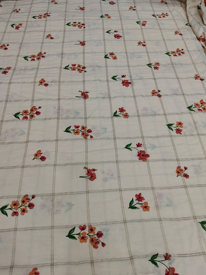 Buy Cotton Cambric Checkered Floral Pattern Print