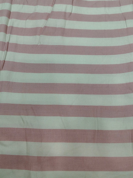 Buy Viscose Linen Pink Stripe Print Fabric